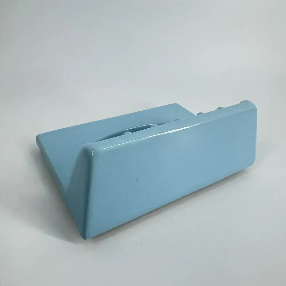 MCM Tile Soap Holder Shower Wall Mount Sky Blue Ceramic 70’s mid Century Vtg